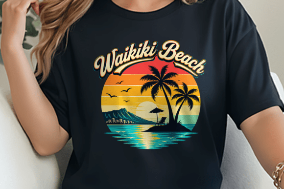 Retro Arched Waikiki Skyline Design