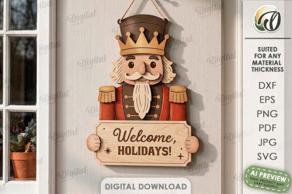 Retro Christmas Door Hanger Laser Cut laser cut file