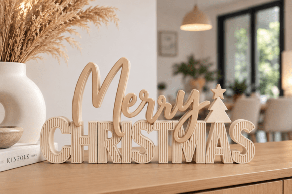 Merry Christmas Sign STL – Festive 3D Printable Holiday Decor - Image 2