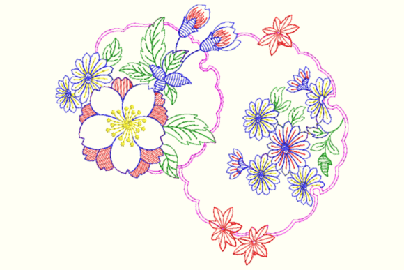 Scalloped Floral Frame Embroidery Design