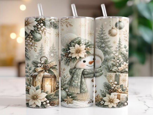 Snowman Christmas 20oz Tumbler Wrap PNG