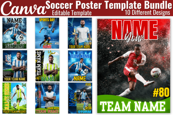 Soccer Poster Canva Editable Template