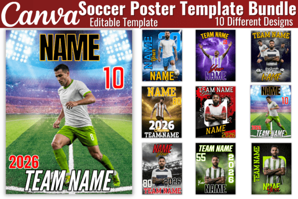 Soccer Poster Canva Editable Template