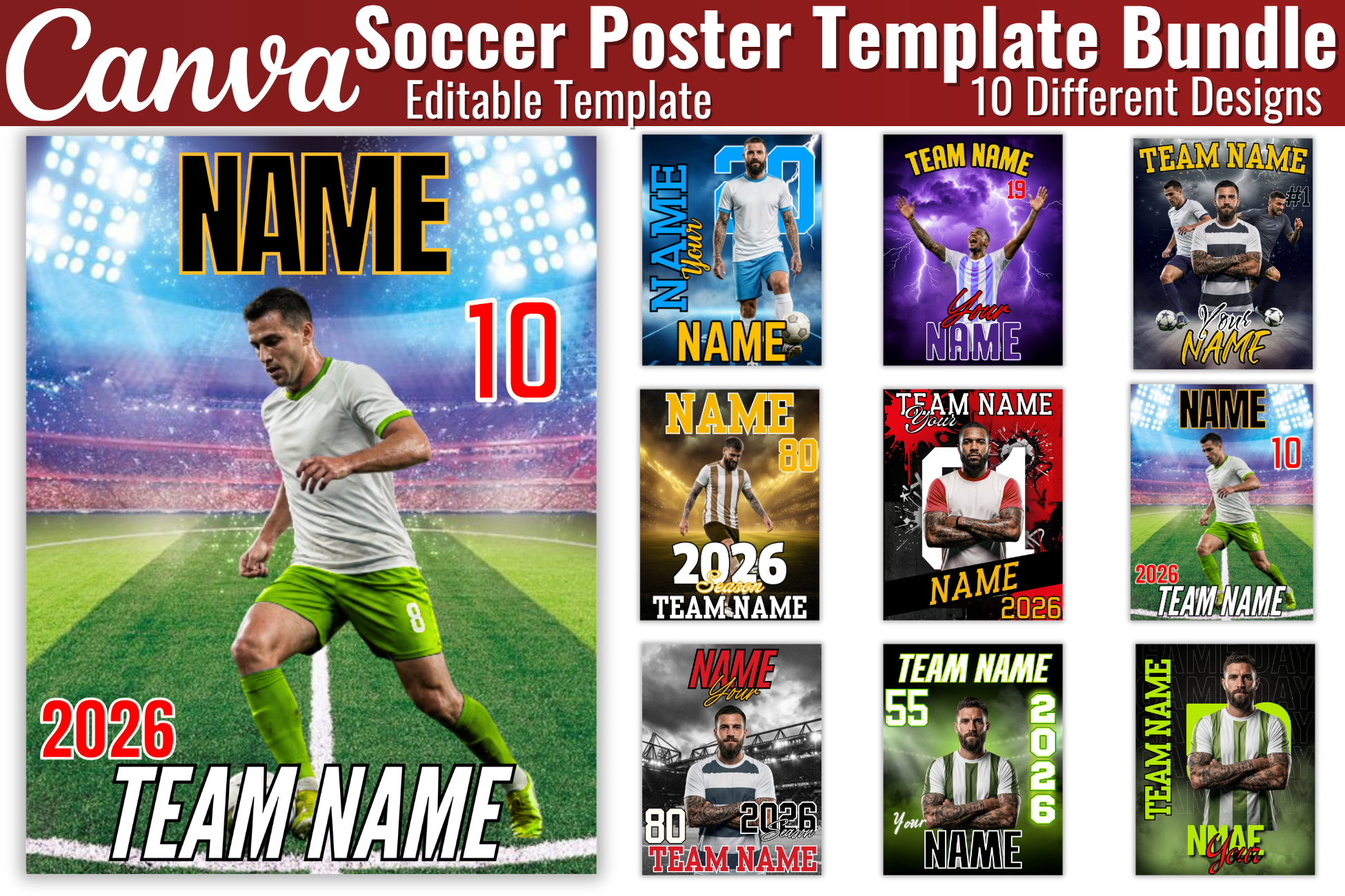 Soccer Poster Canva Editable Template