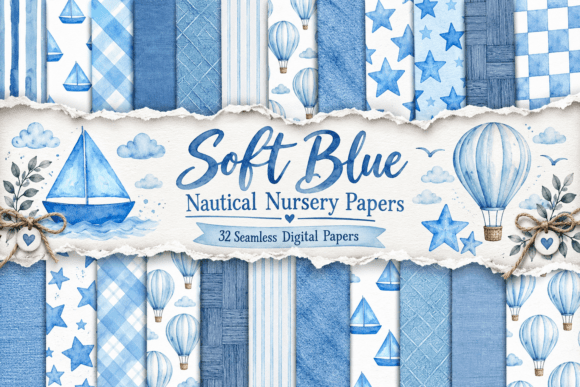 Soft Blue Nautical Nursery Papers