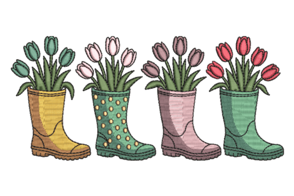 Spring Tulip Rain Boots