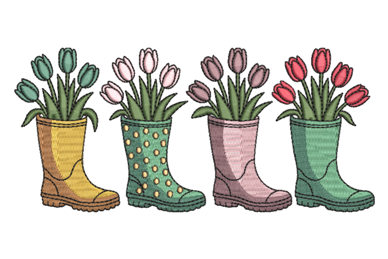 Spring Tulip Rain Boots