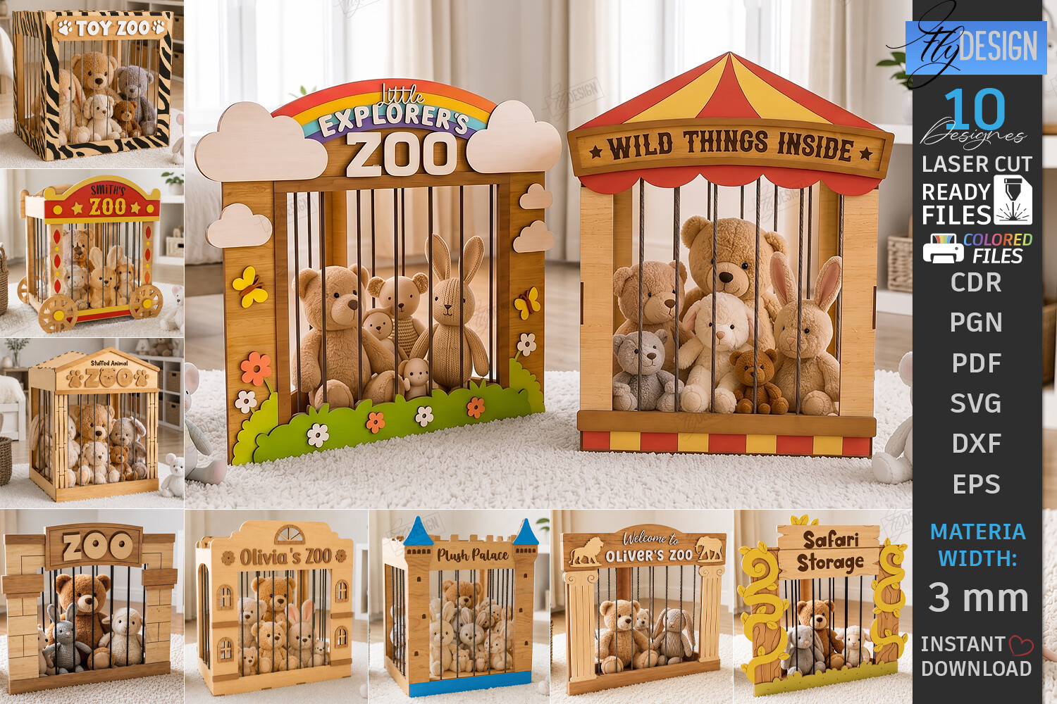 Stuffed Animal Zoo Storage Laser Cut Set laser cut file