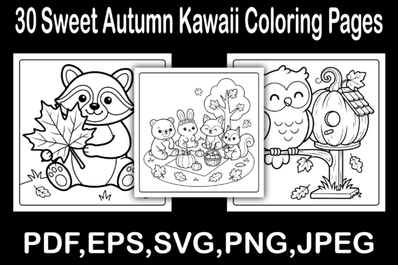 Sweet Autumn Kawaii Coloring Pages