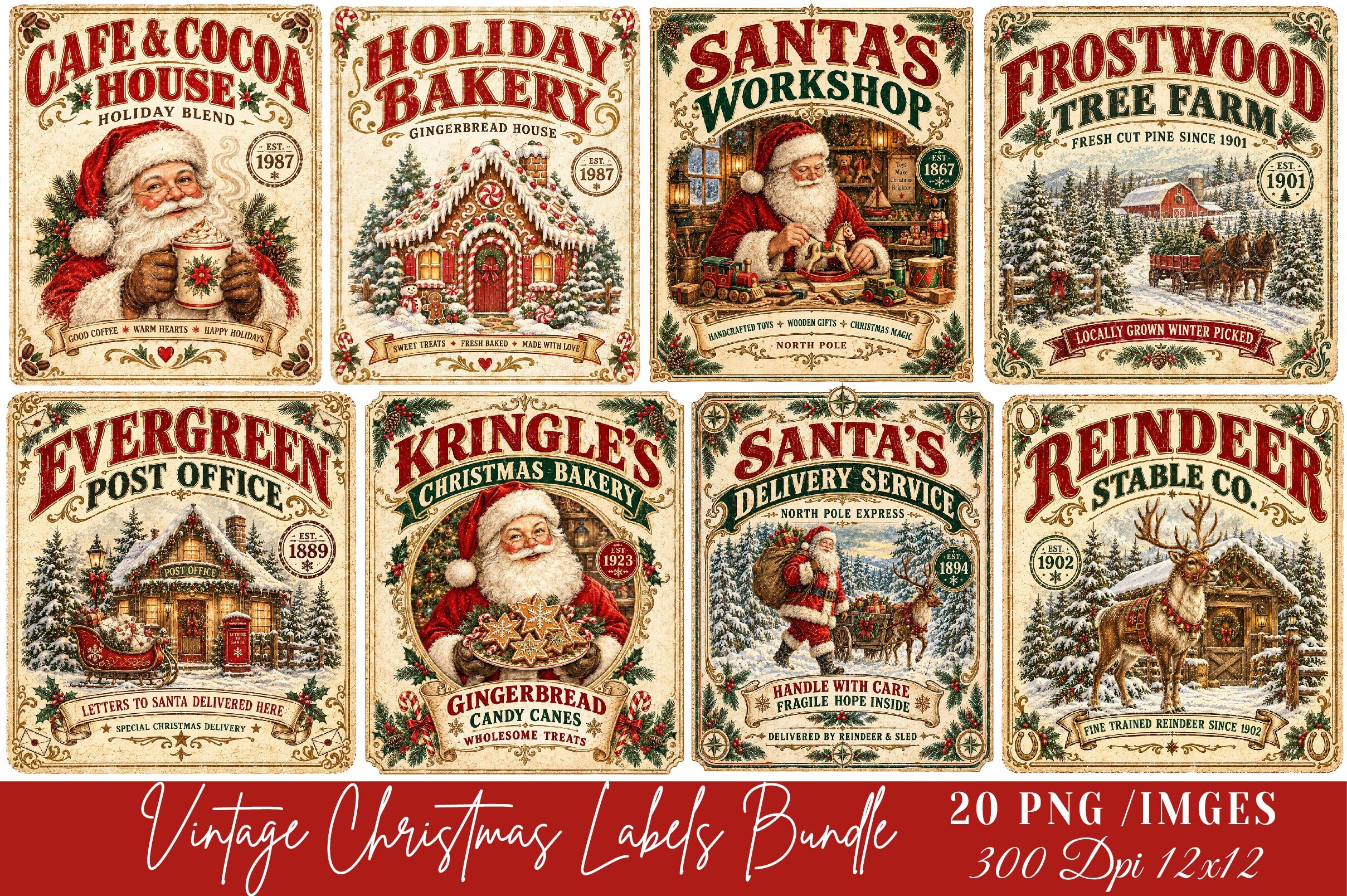 Vintage Christmas Labels Bundle