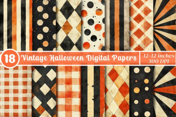 Vintage Halloween Digital Papers