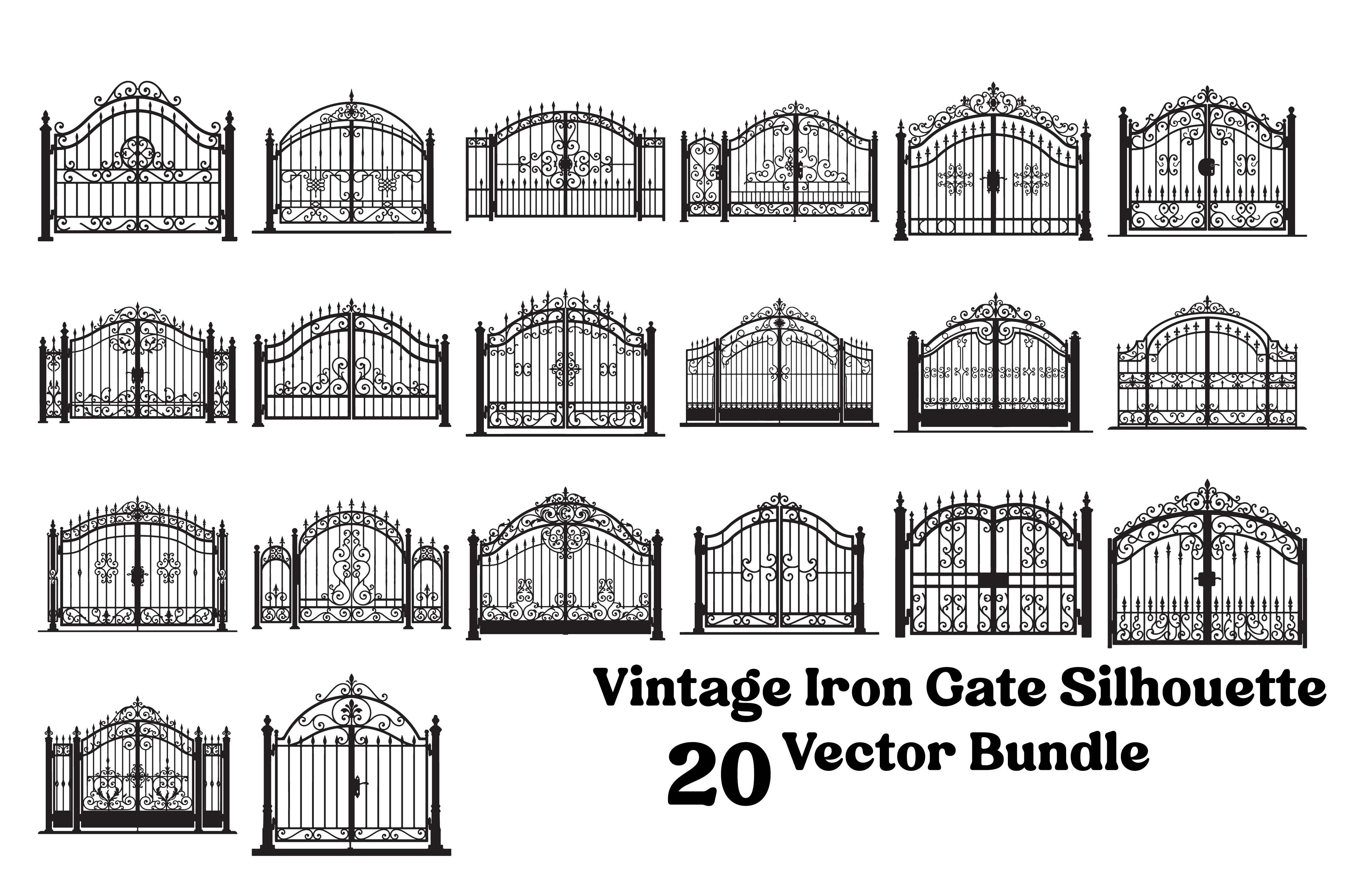Vintage Iron Gate Silhouette Vector