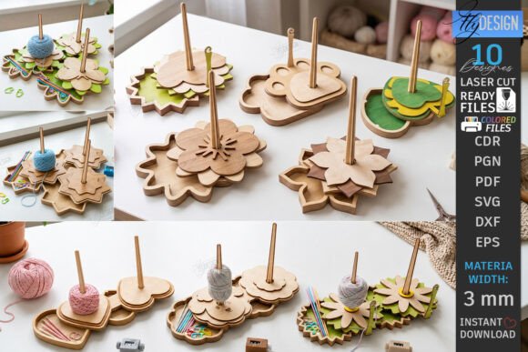 Wooden Yarn Holder Laser Cut Bundle