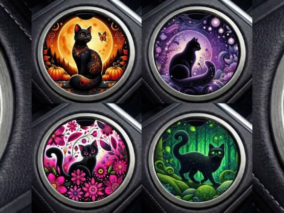 Cat Car Coaster PNG Sublimation