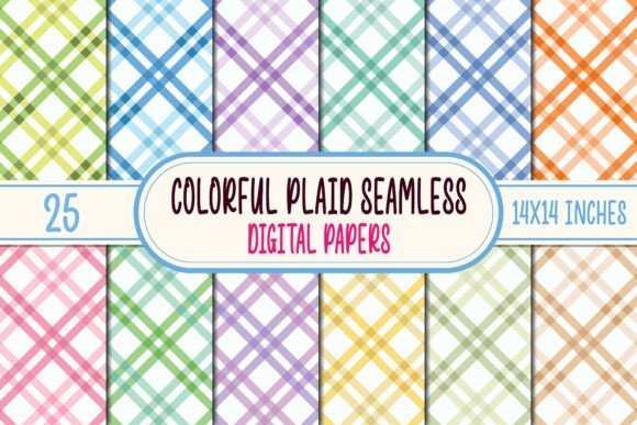 25 Colorful Plaid Seamless Digital Paper