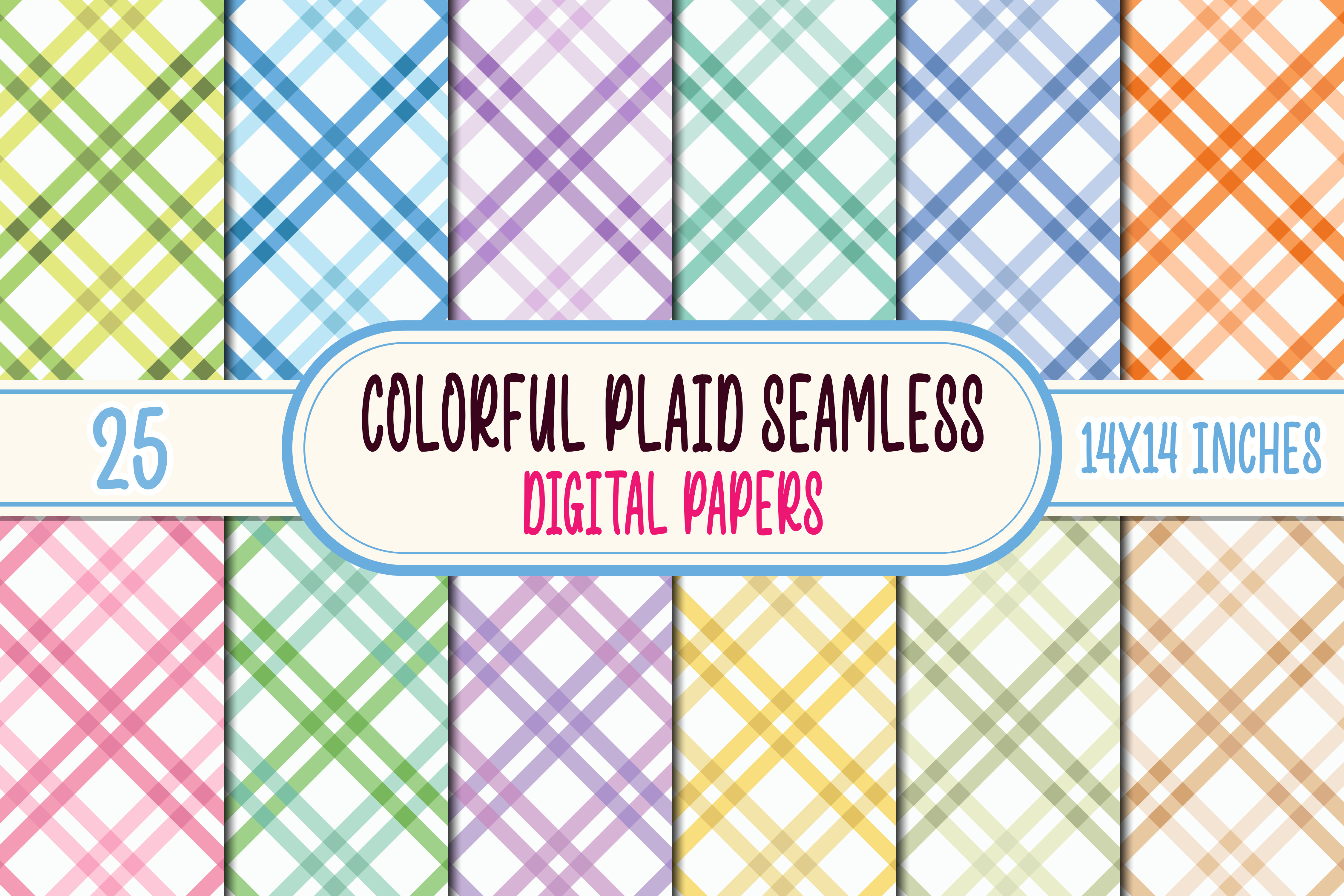 25 Colorful Plaid Seamless Digital Paper