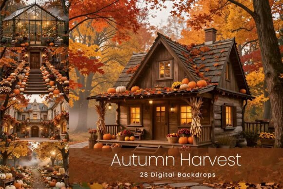 28 Autumn Harvest Digital Backdrops