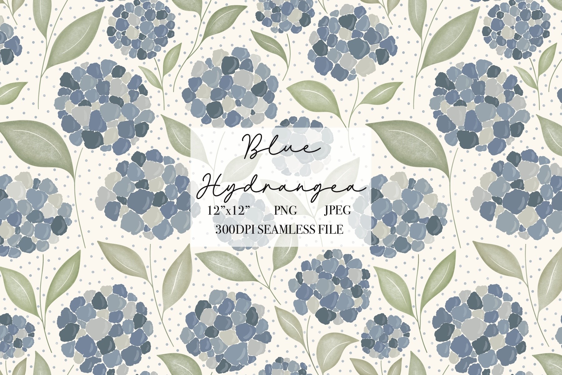 Blue Hydrangea Flower Seamless Pattern