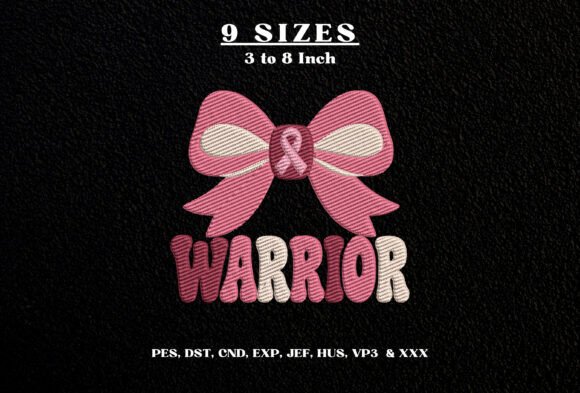 Breast Cancer Warrior Bow Embroidery DST