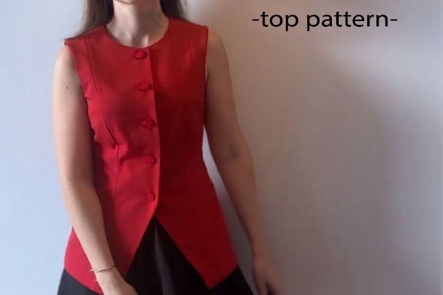Button Front Vest Sewing Pattern XS S M