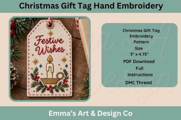 Christmas Candle Hand Embroidery Pattern