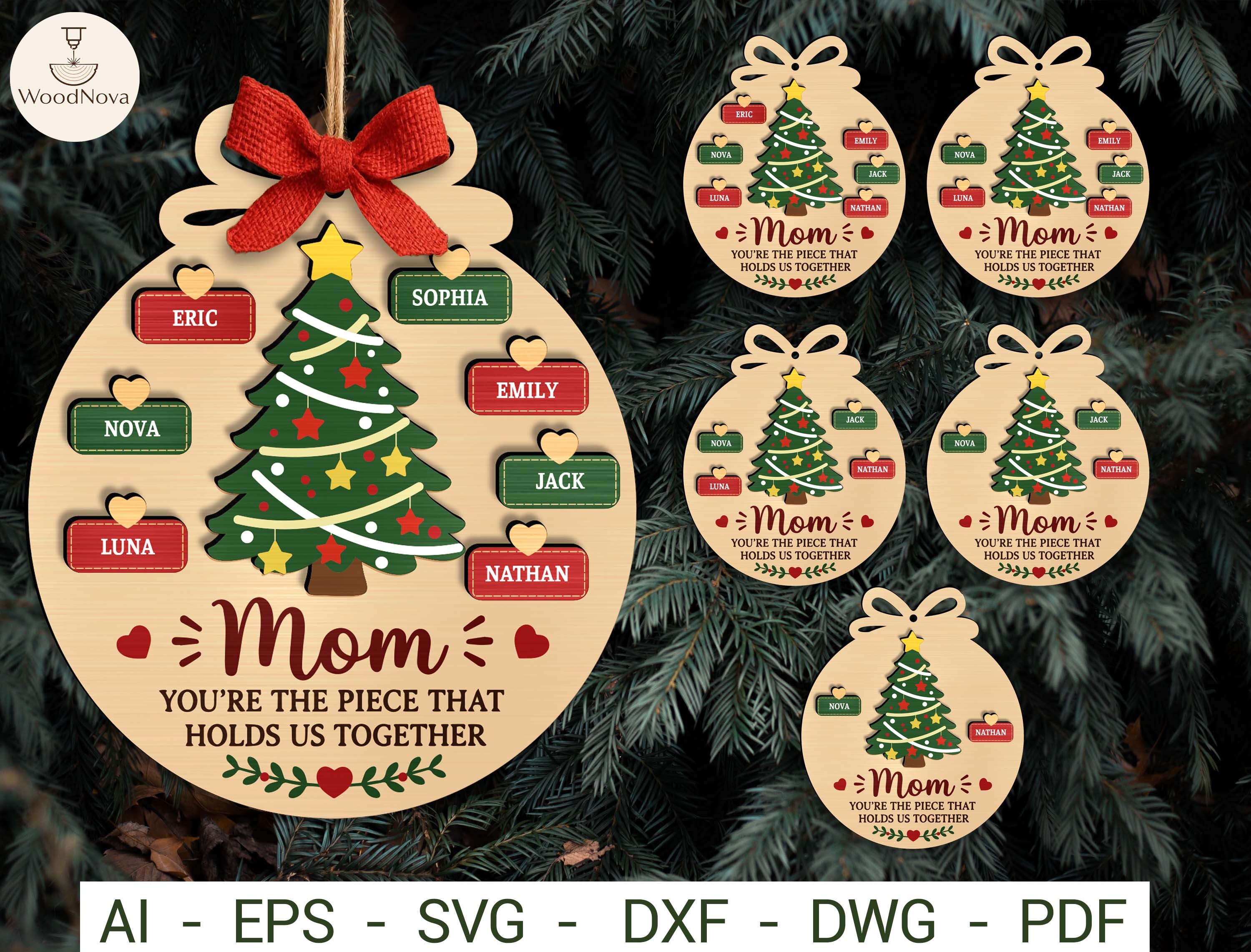 Christmas Family Ornament SVG Bundle