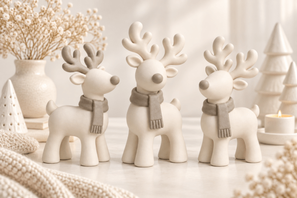 Christmas Reindeer Figurine STL 3D Print Set – 3-Piece Holiday Decor - Image 2
