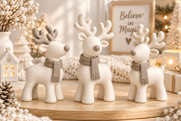 Christmas Reindeer Figurine STL 3D Print Set – 3-Piece Holiday Decor - Image 3