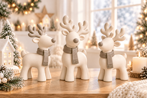 Christmas Reindeer Figurine STL 3D Print Set – 3-Piece Holiday Decor - Image 4