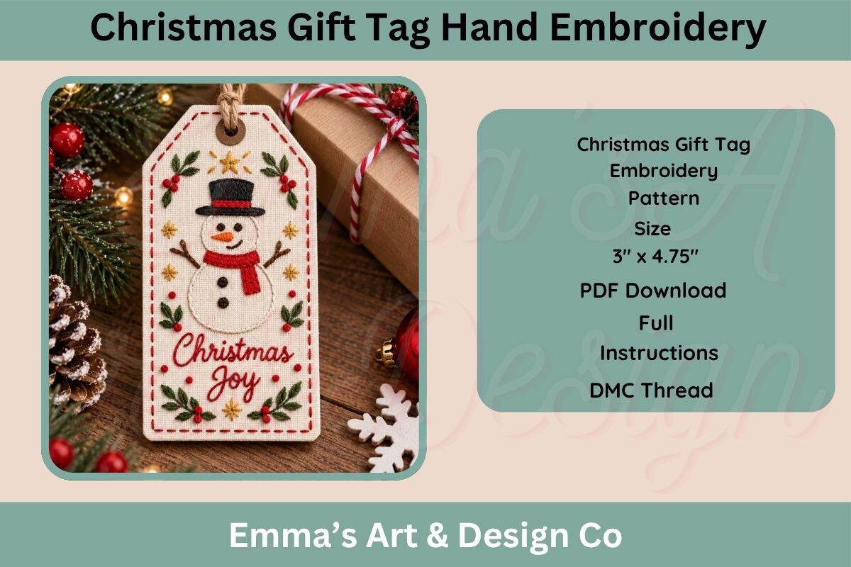Christmas Snowman Hand Embroidery