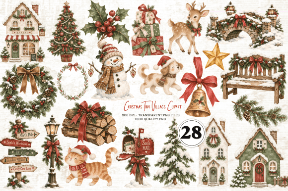 Christmas Tiny Village Clipart