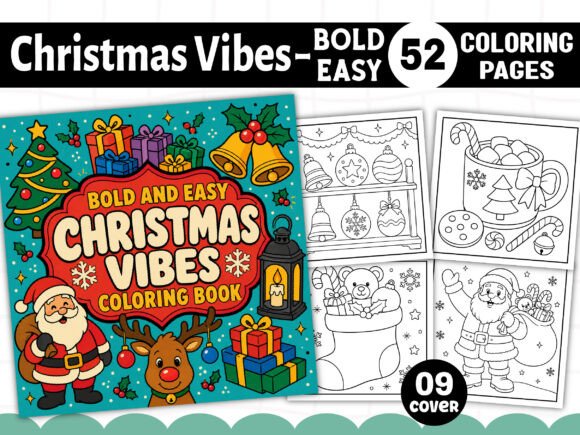 Christmas Vibes Bold Easy Coloring Book