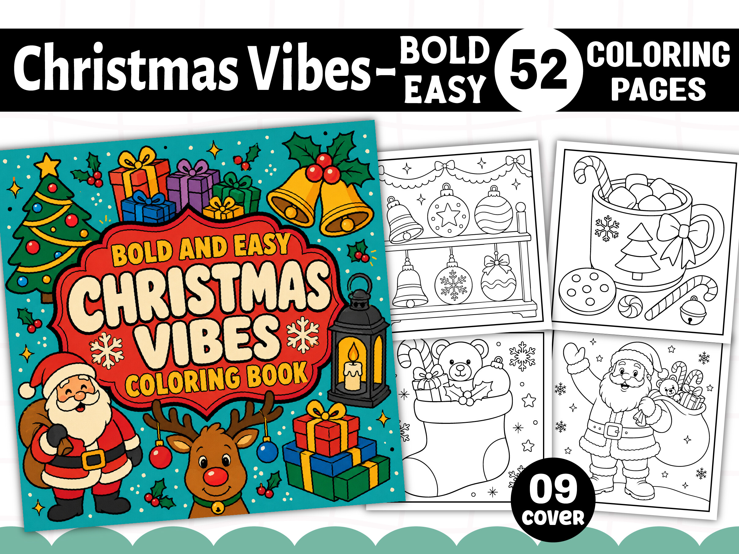 Christmas Vibes Bold Easy Coloring Book