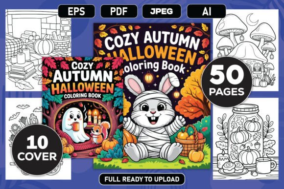 Cozy Autumn Halloween Coloring Book