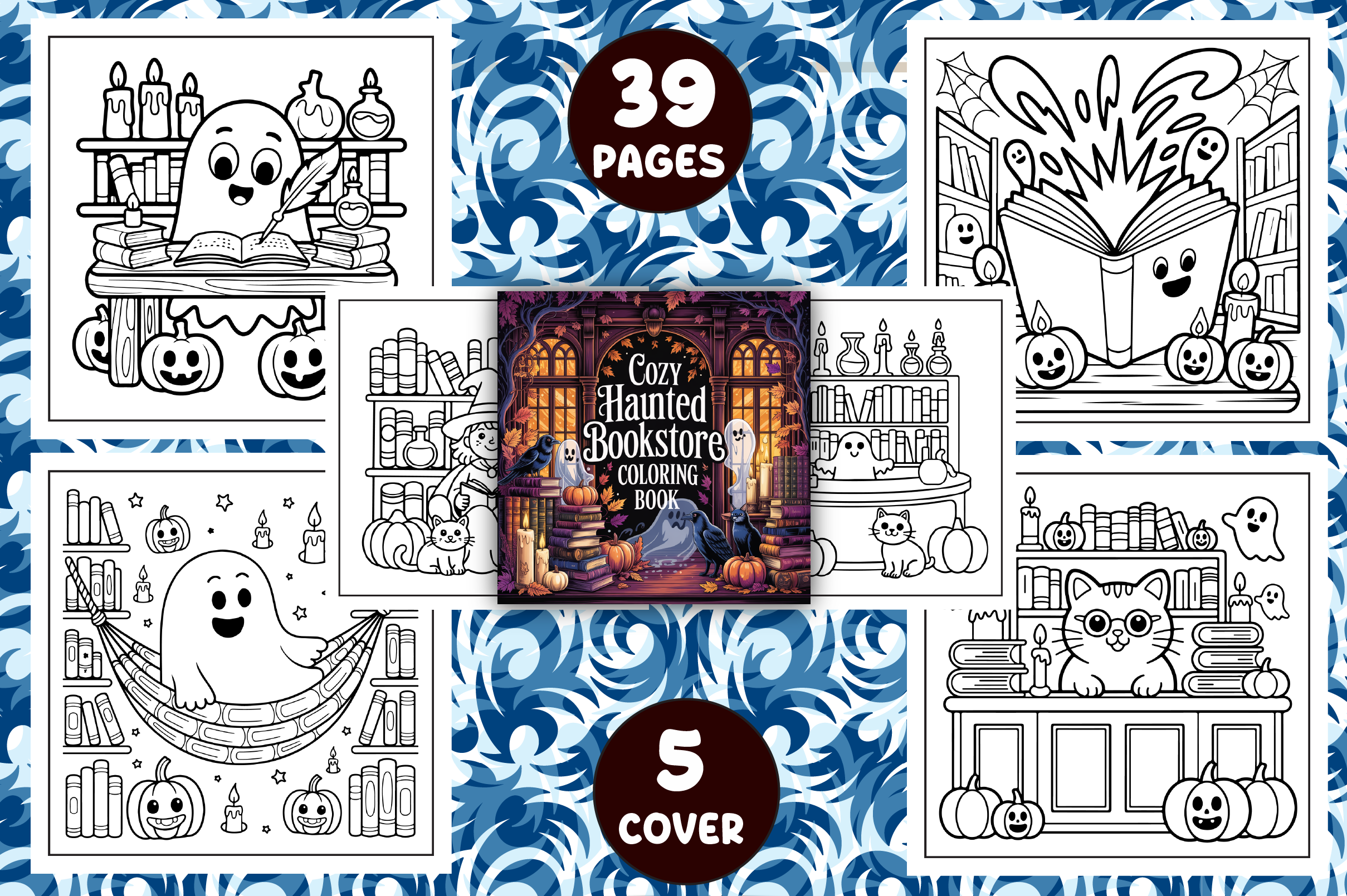 Cozy Haorunted Bookste Coloring Pages
