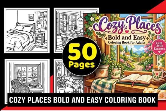 Cozy Places Bold Easy Coloring Book