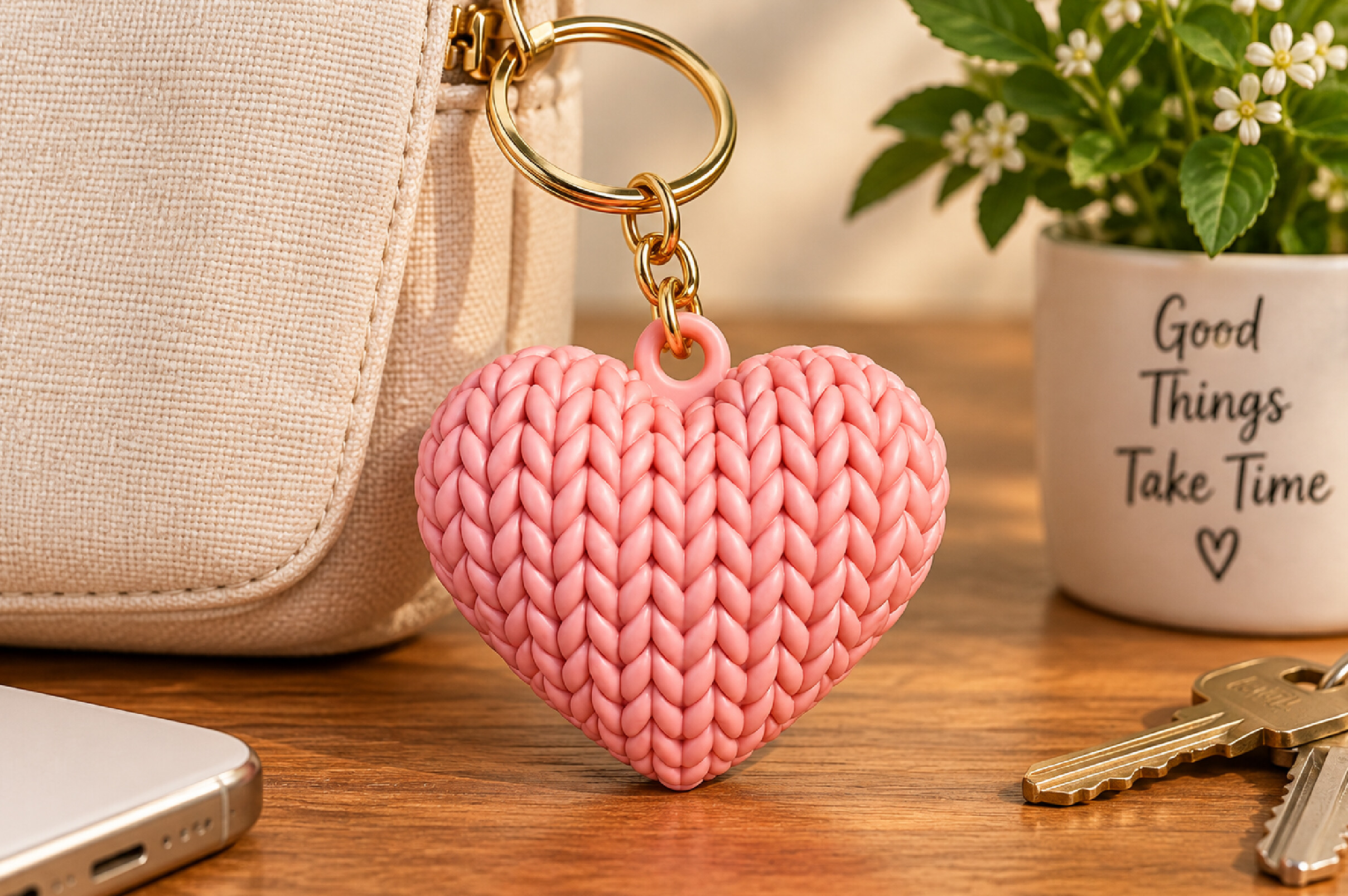 Crochet Heart Keychain 3D Print Model – STL File for Cute Handmade-Style Keyrings - Image 4