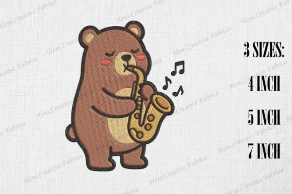 Cute Bear Playing Saxophone