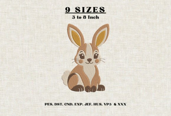 Cute Brown Bunny Rabbit Embroidery DST