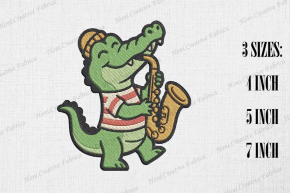 Cute Crocodile Playing Saxophone