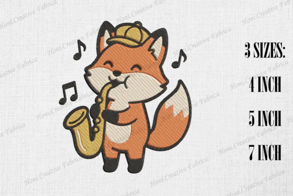 Cute Fox Playing Saxophone