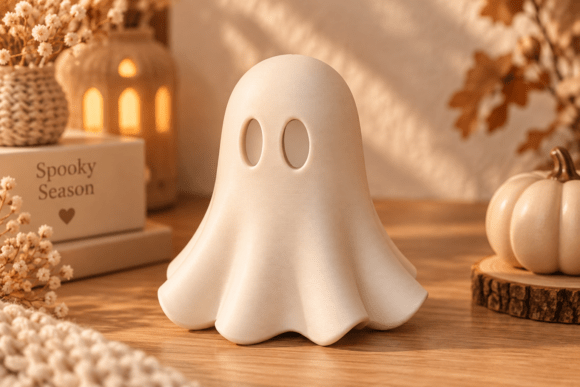 Cute Ghost STL – Minimalist Halloween 3D Print Model - Image 3