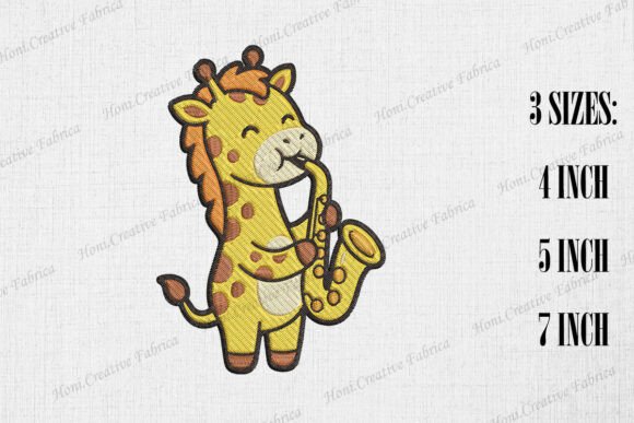 Cute Giraffe Playing Saxophone