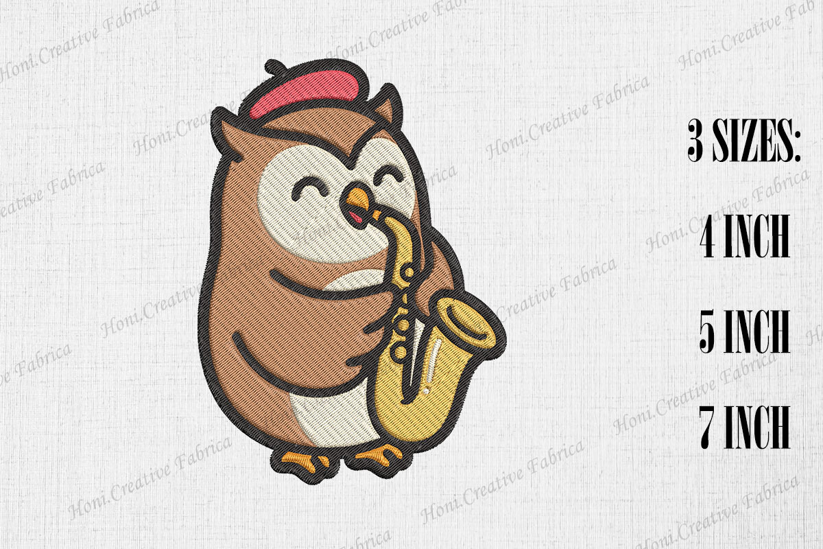 Cute Owl Playing Saxophone