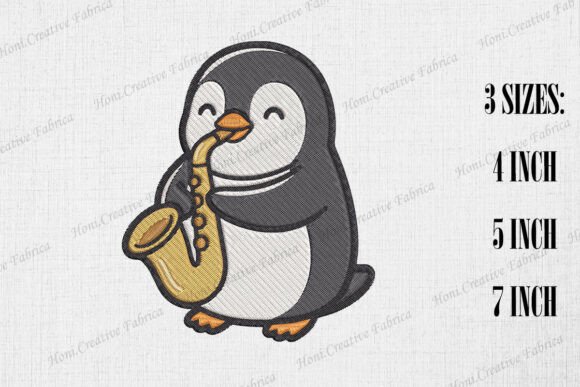 Cute Penguin Playing Saxophone