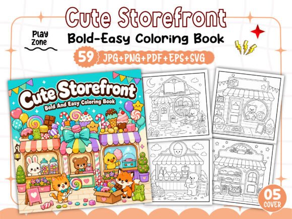 Cute Storefront Coloring Pages Bold Easy