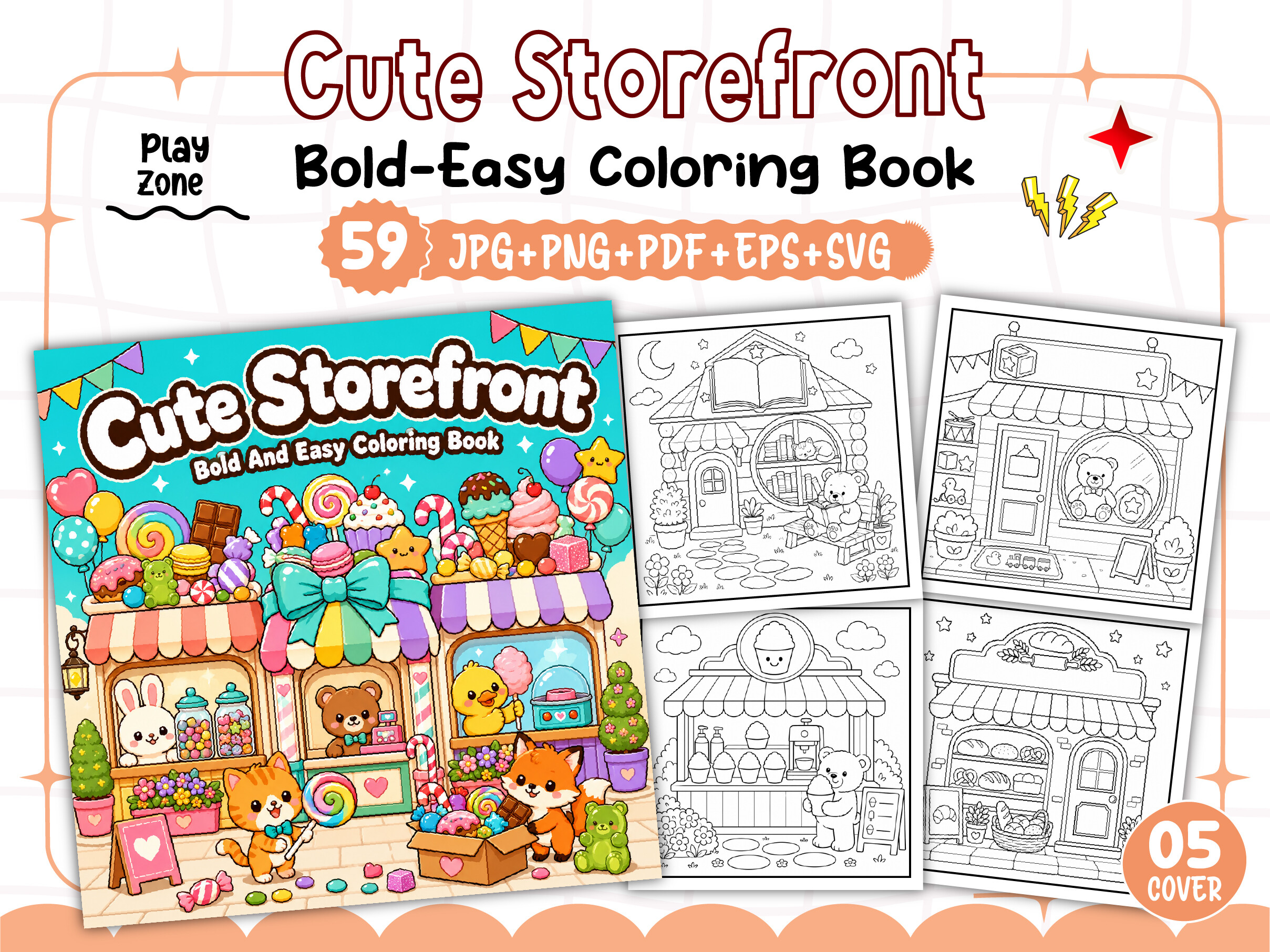 Cute Storefront Coloring Pages Bold Easy