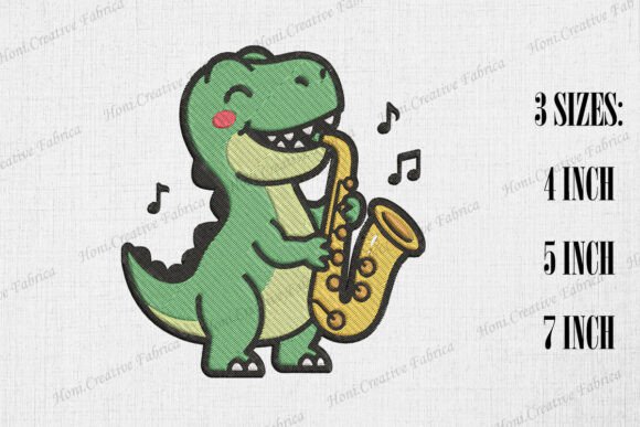 Cute T-rex Playing Saxophone