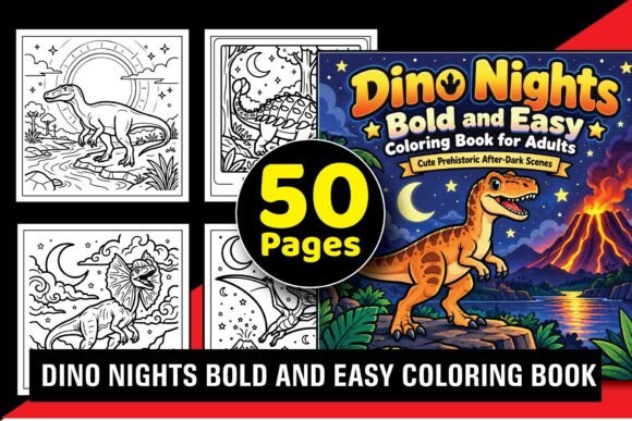 Dino Nights Bold Adult Coloring Book