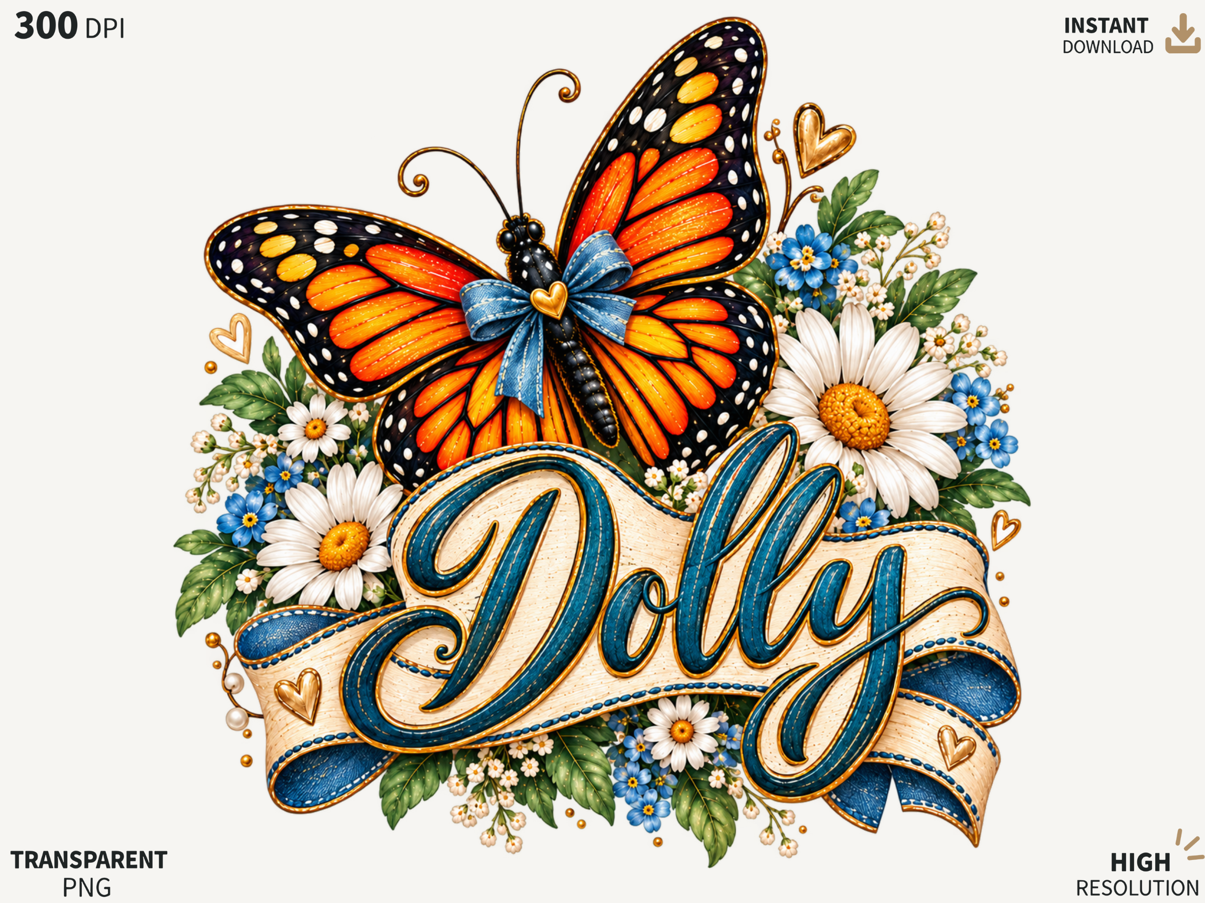 Dolly Butterfly Floral PNG